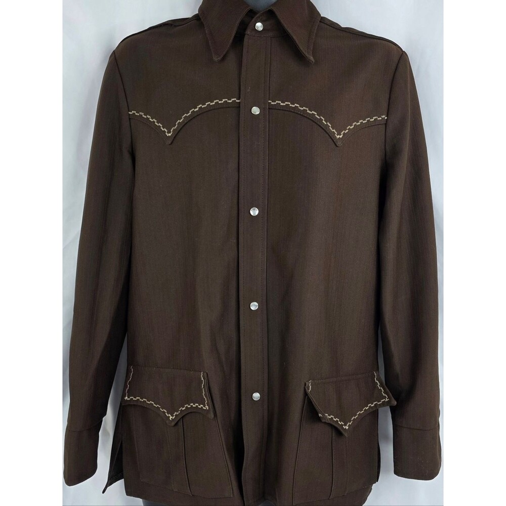 Tregus Westwear Men's Brown Western Snap Front Shirt Size 42 Vintage 3568 - Picture 2 of 13